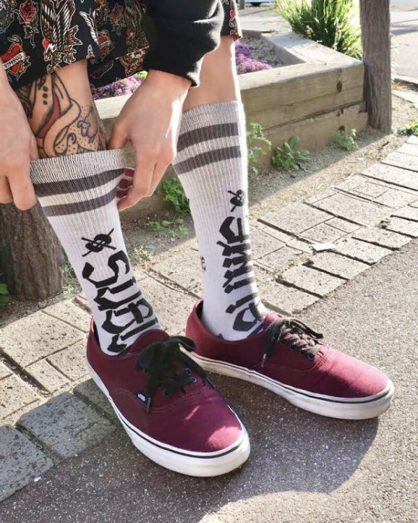 画像1: MERGE4 SOCKS / SUBLIME - CHAZ TAG WHITE ソックス (1)