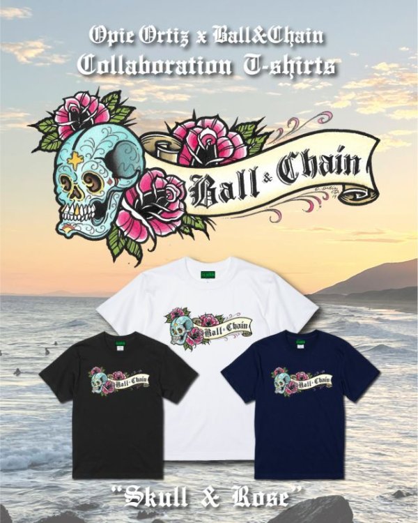 画像6: "OPIE ORTIZ x BALL&CHAIN" / Skull & Rose コラボTシャツ ブラック (6)