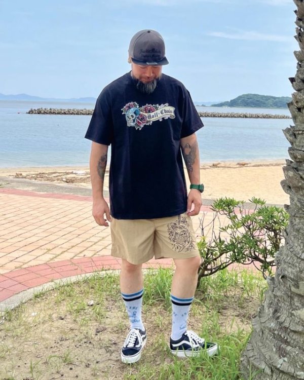 画像4: "OPIE ORTIZ x BALL&CHAIN" / Skull & Rose コラボTシャツ ブラック (4)