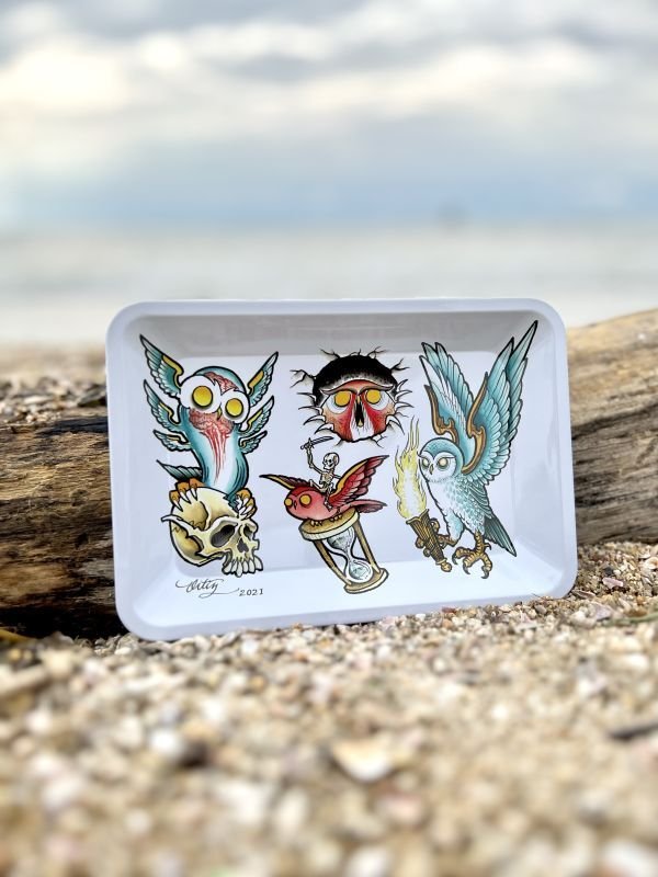 画像7: オーピーさん直買付アイテム DGWD / OWL TATTOO FLASH トレー Artwork by OPIE ORTIZ (7)