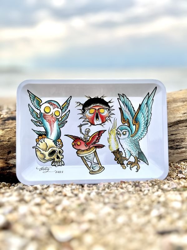 画像6: オーピーさん直買付アイテム DGWD / OWL TATTOO FLASH トレー Artwork by OPIE ORTIZ (6)