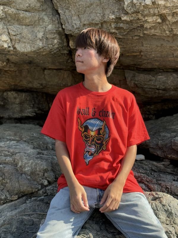 画像4: 送料無料 OPIE ORTIZ x BALL&CHAIN / "ORTIZ" 1998-2024 Reprint Red Devil Tシャツ レッド (4)