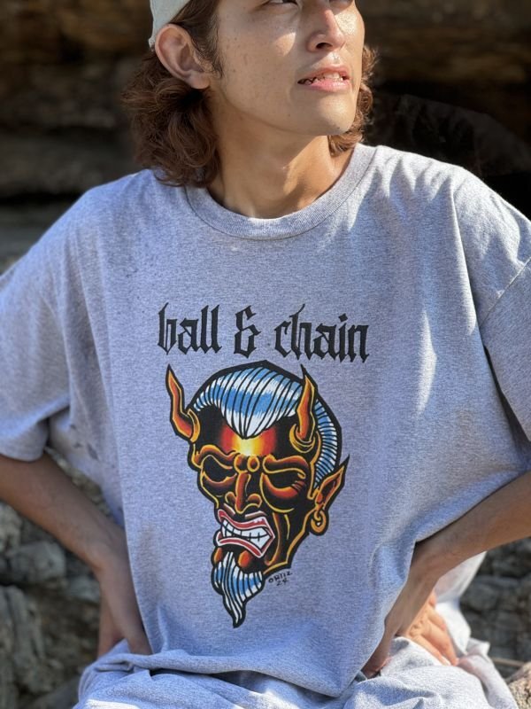 画像5: 送料無料 OPIE ORTIZ x BALL&CHAIN / "ORTIZ" 1998-2024 Reprint Red Devil Tシャツ アッシュグレー (5)
