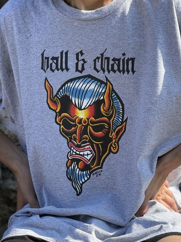 画像6: 送料無料 OPIE ORTIZ x BALL&CHAIN / "ORTIZ" 1998-2024 Reprint Red Devil Tシャツ アッシュグレー (6)