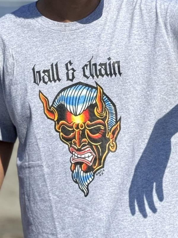 画像3: 送料無料 OPIE ORTIZ x BALL&CHAIN / "ORTIZ" 1998-2024 Reprint Red Devil Tシャツ アッシュグレー (3)