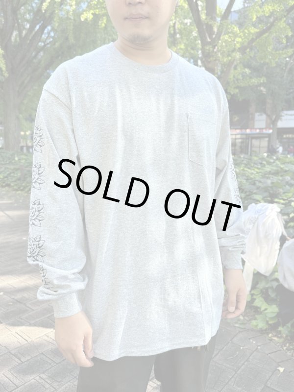 画像10: 送料無料 FUCKIN' MELLOW / LBC Skull Artwork by WACKY 長袖ポケットTシャツ グレー (10)