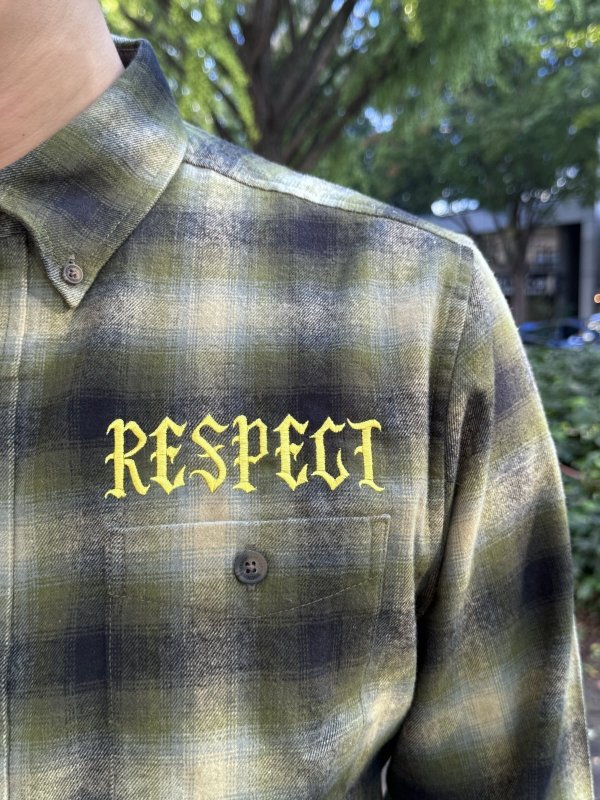 画像2: 送料無料 Mサイズラスト1枚で終了 FUCKIN' MELLOW / RESPECT Artwork by WACKY ライトネルシャツ グリーン (2)