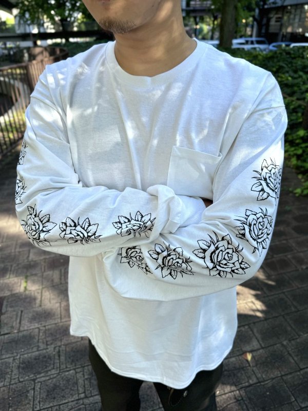 画像5: 送料無料 FUCKIN' MELLOW / LBC Skull Artwork by WACKY 長袖ポケットTシャツ ホワイト (5)