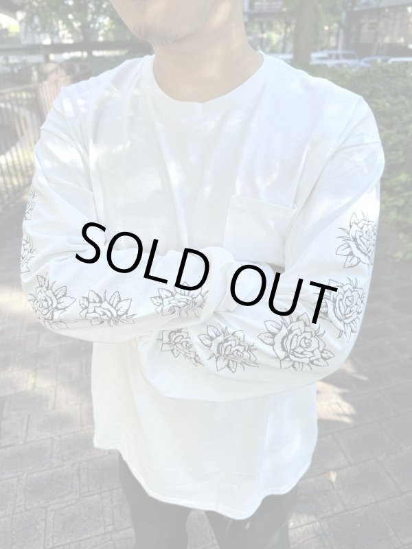 画像5: 送料無料 2XLラスト1枚で終了 FUCKIN' MELLOW / LBC Skull Artwork by WACKY 長袖ポケットTシャツ ホワイト (5)