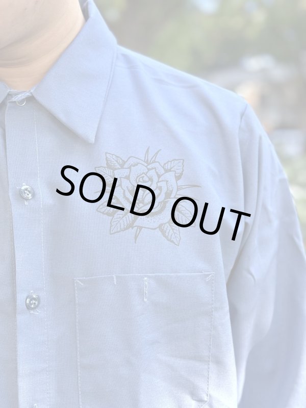 画像6: 送料無料 XLラスト1枚で終了 FUCKIN' MELLOW / LBC Skull Artwork by WACKY  REDKAP 長袖ワークシャツ ポストマンブルー (6)