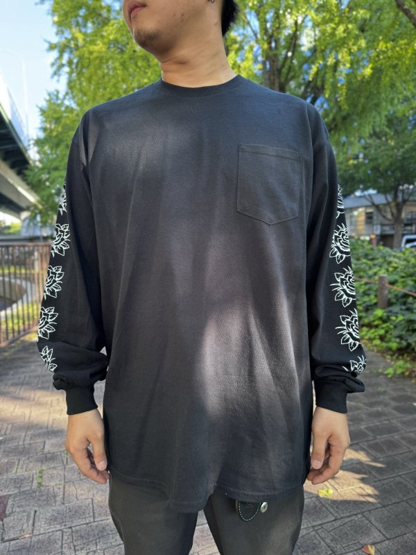 画像10: 送料無料 XLラスト3枚で終了 FUCKIN' MELLOW / LBC Skull Artwork by WACKY 長袖ポケットTシャツ ブラック (10)