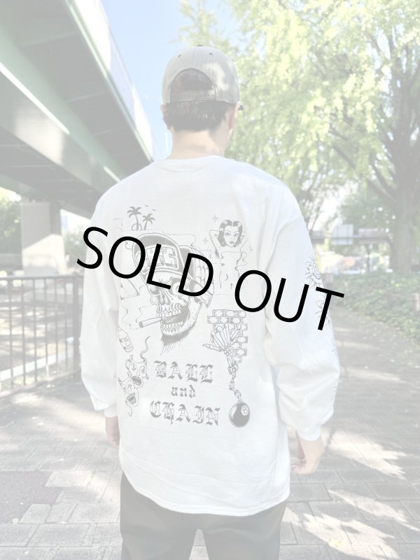 画像4: 送料無料 2XLラスト1枚で終了 FUCKIN' MELLOW / LBC Skull Artwork by WACKY 長袖ポケットTシャツ ホワイト (4)