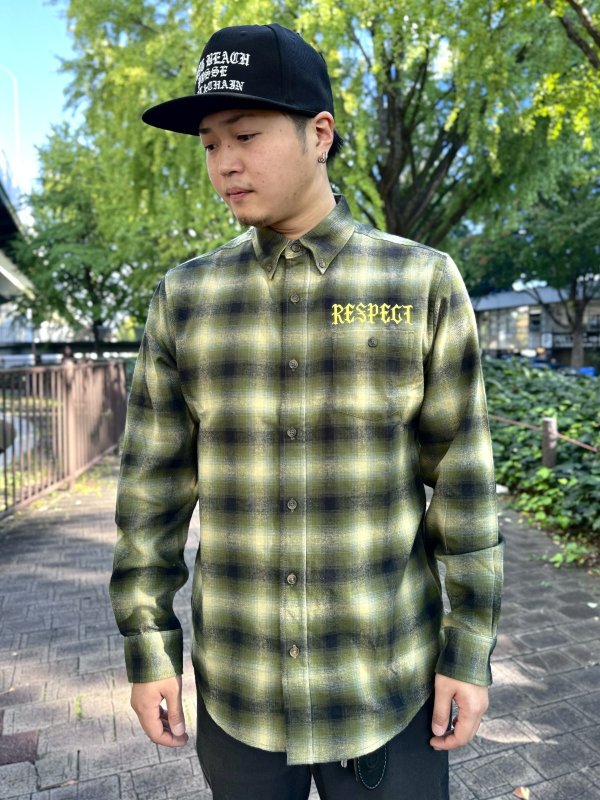 画像3: 送料無料 Mサイズラスト1枚で終了 FUCKIN' MELLOW / RESPECT Artwork by WACKY ライトネルシャツ グリーン (3)