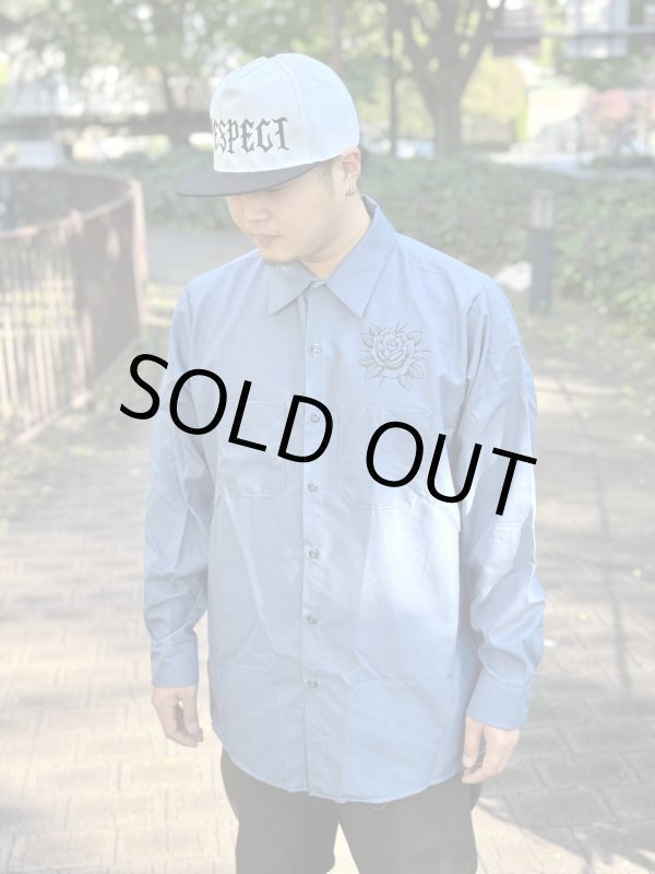 画像5: 送料無料 XLラスト1枚で終了 FUCKIN' MELLOW / LBC Skull Artwork by WACKY  REDKAP 長袖ワークシャツ ポストマンブルー (5)