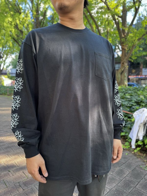 画像9: 送料無料 XLラスト3枚で終了 FUCKIN' MELLOW / LBC Skull Artwork by WACKY 長袖ポケットTシャツ ブラック (9)