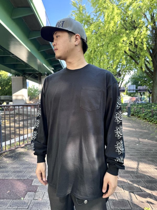 画像8: 送料無料 XLラスト3枚で終了 FUCKIN' MELLOW / LBC Skull Artwork by WACKY 長袖ポケットTシャツ ブラック (8)