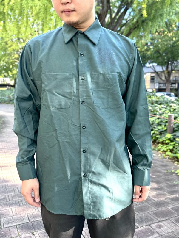 画像9: 送料無料 XLラスト2枚で終了 FUCKIN' MELLOW / LBC Skull Artwork by WACKY  REDKAP 長袖ワークシャツ スプルースグリーン (9)