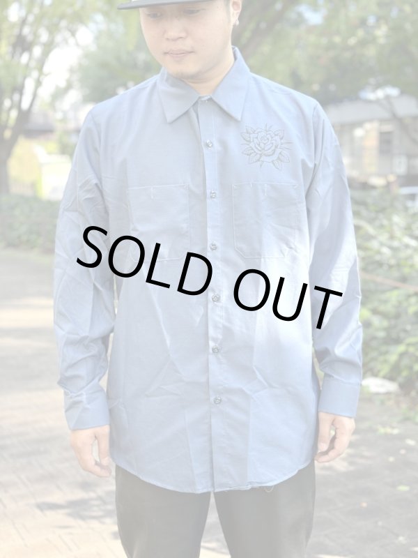 画像8: 送料無料 XLラスト1枚で終了 FUCKIN' MELLOW / LBC Skull Artwork by WACKY  REDKAP 長袖ワークシャツ ポストマンブルー (8)