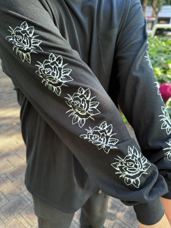 画像6: 送料無料 XLラスト3枚で終了 FUCKIN' MELLOW / LBC Skull Artwork by WACKY 長袖ポケットTシャツ ブラック (6)