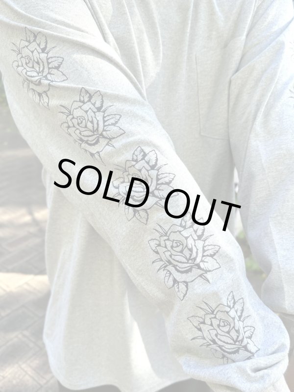 画像7: 送料無料 FUCKIN' MELLOW / LBC Skull Artwork by WACKY 長袖ポケットTシャツ グレー (7)