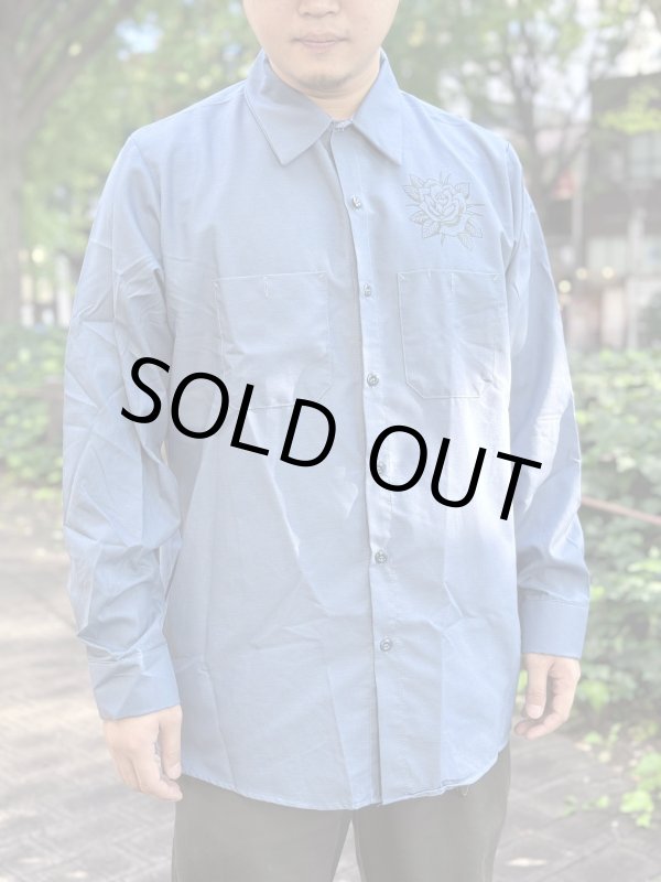 画像7: 送料無料 XLラスト1枚で終了 FUCKIN' MELLOW / LBC Skull Artwork by WACKY  REDKAP 長袖ワークシャツ ポストマンブルー (7)