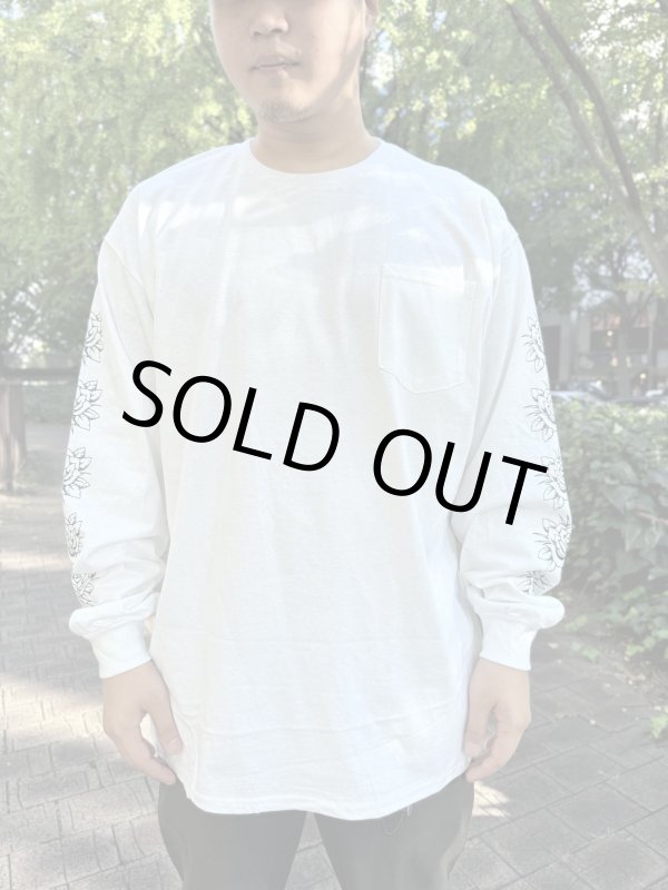 画像10: 送料無料 2XLラスト1枚で終了 FUCKIN' MELLOW / LBC Skull Artwork by WACKY 長袖ポケットTシャツ ホワイト (10)