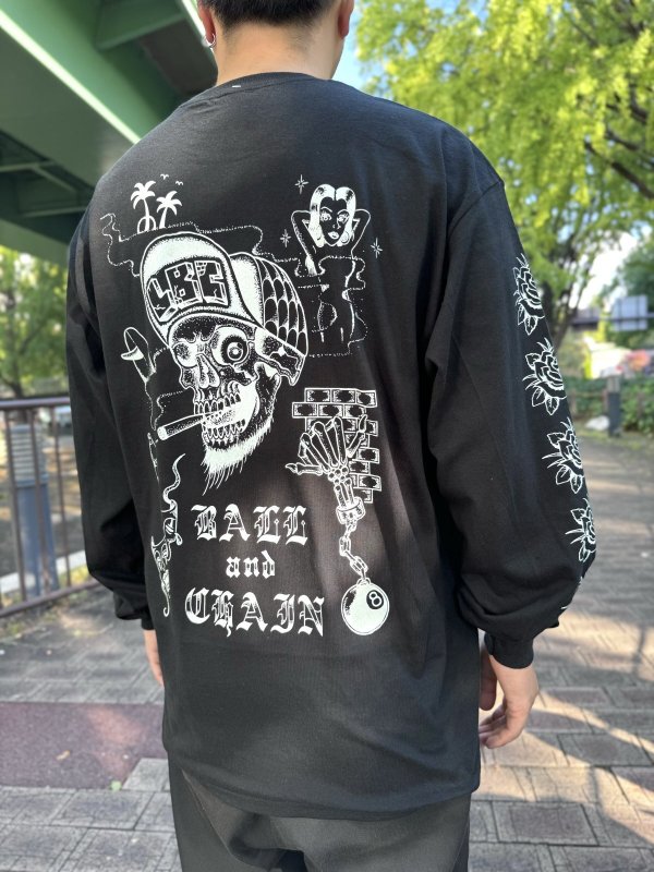 画像3: 送料無料 XLラスト3枚で終了 FUCKIN' MELLOW / LBC Skull Artwork by WACKY 長袖ポケットTシャツ ブラック (3)