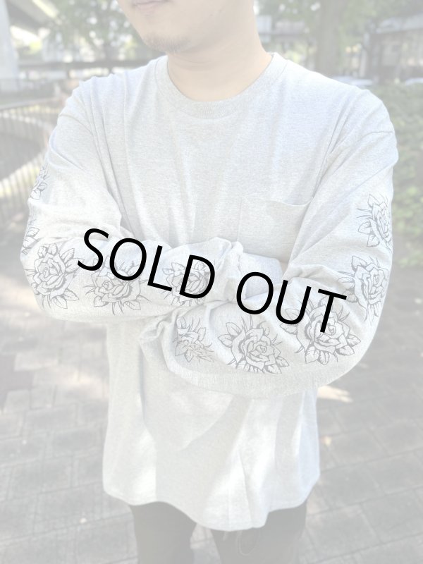 画像6: 送料無料 FUCKIN' MELLOW / LBC Skull Artwork by WACKY 長袖ポケットTシャツ グレー (6)