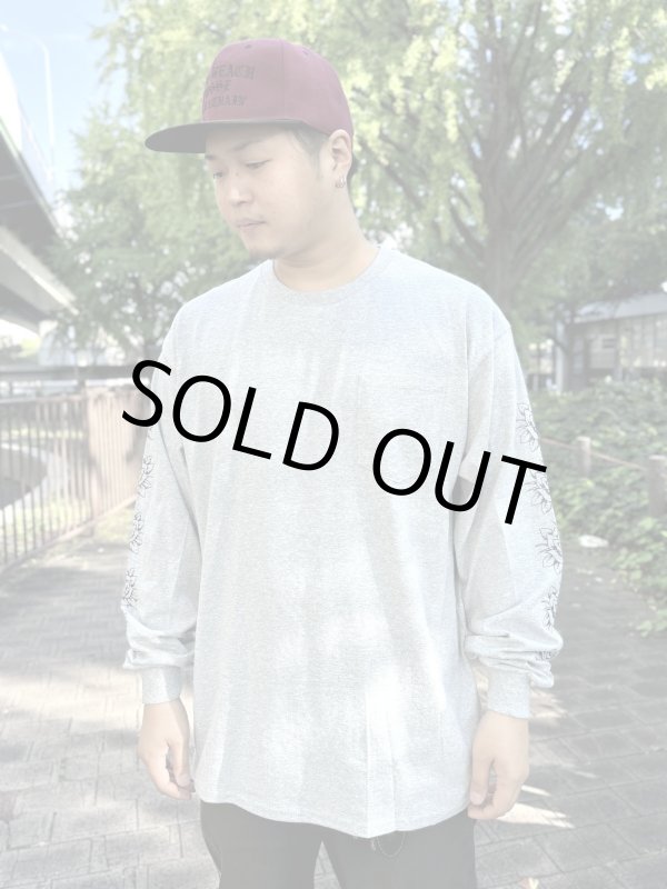 画像9: 送料無料 FUCKIN' MELLOW / LBC Skull Artwork by WACKY 長袖ポケットTシャツ グレー (9)