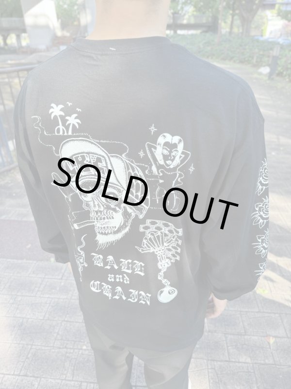 画像1: 送料無料 XLラスト1枚で終了 FUCKIN' MELLOW / LBC Skull Artwork by WACKY 長袖ポケットTシャツ ブラック (1)