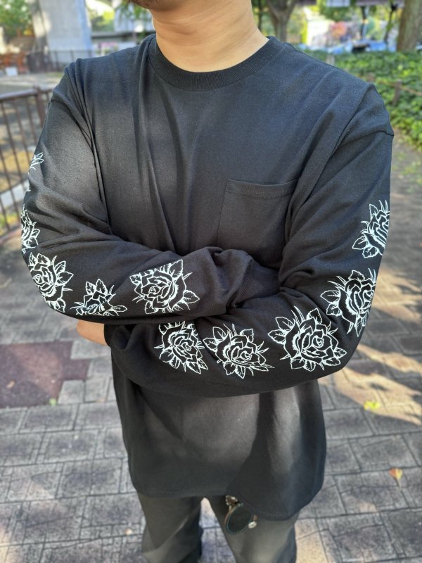 画像5: 送料無料 XLラスト3枚で終了 FUCKIN' MELLOW / LBC Skull Artwork by WACKY 長袖ポケットTシャツ ブラック (5)