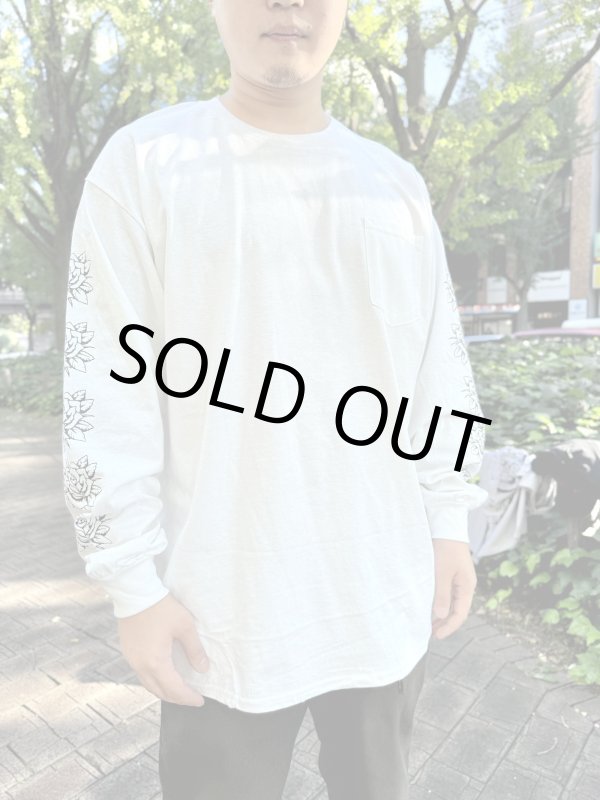 画像9: 送料無料 2XLラスト1枚で終了 FUCKIN' MELLOW / LBC Skull Artwork by WACKY 長袖ポケットTシャツ ホワイト (9)