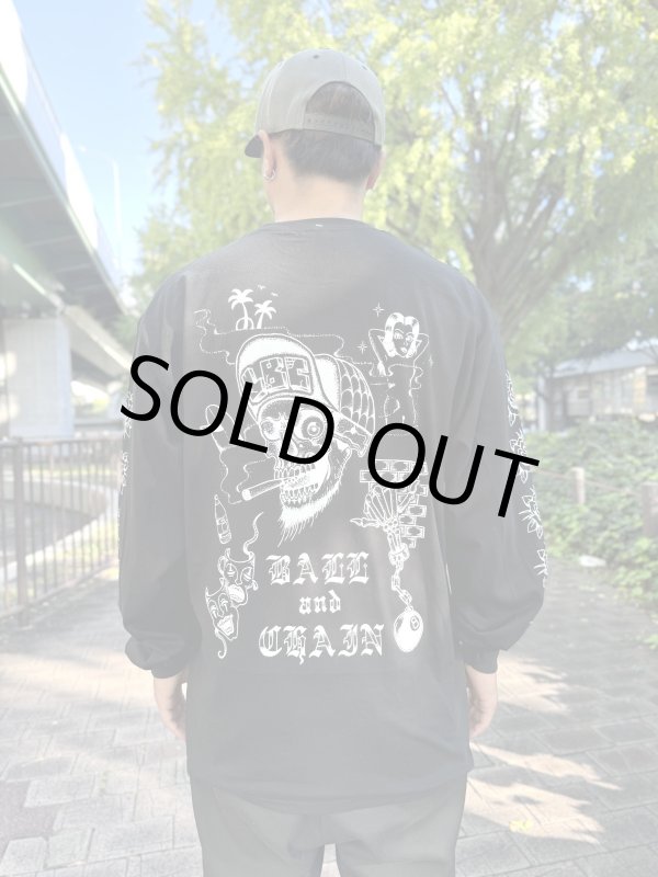 画像2: 送料無料 XLラスト1枚で終了 FUCKIN' MELLOW / LBC Skull Artwork by WACKY 長袖ポケットTシャツ ブラック (2)