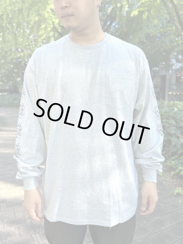 画像11: 送料無料 FUCKIN' MELLOW / LBC Skull Artwork by WACKY 長袖ポケットTシャツ グレー (11)