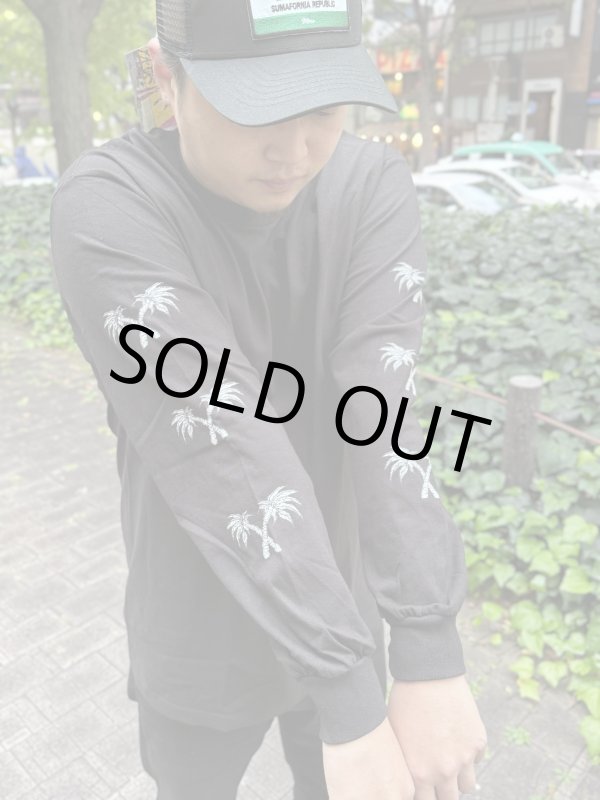 画像7: 送料無料 Lサイズ限定1枚のみ minos / X Palm Tree 長袖Tシャツ ブラック (7)
