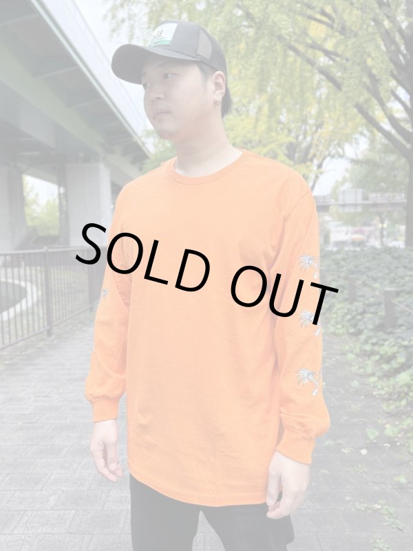 画像7: 送料無料 Lサイズ限定1枚のみ minos / X Palm Tree 長袖Tシャツ オレンジ (7)