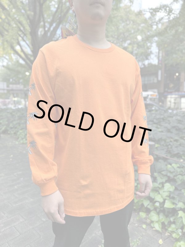 画像8: 送料無料 Lサイズ限定1枚のみ minos / X Palm Tree 長袖Tシャツ オレンジ (8)