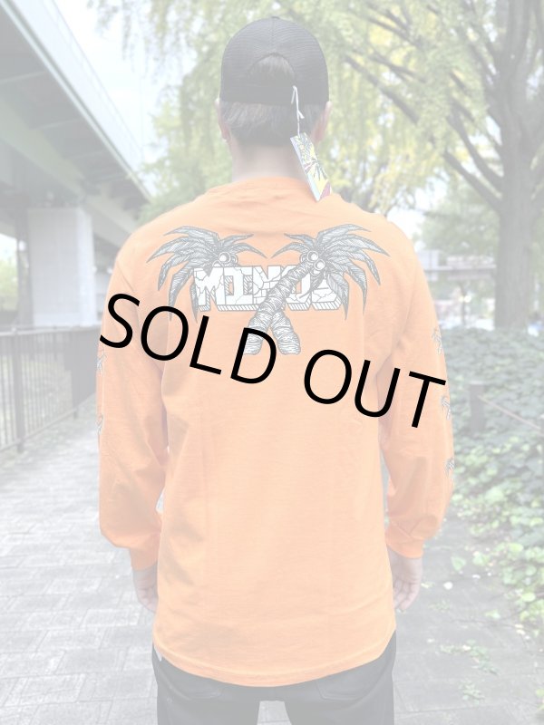 画像1: 送料無料 Lサイズ限定1枚のみ minos / X Palm Tree 長袖Ｔシャツ オレンジ (1)
