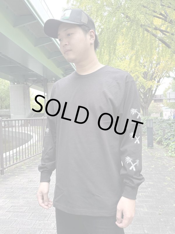 画像5: 送料無料 Lサイズ限定1枚のみ minos / X Palm Tree 長袖Tシャツ ブラック (5)