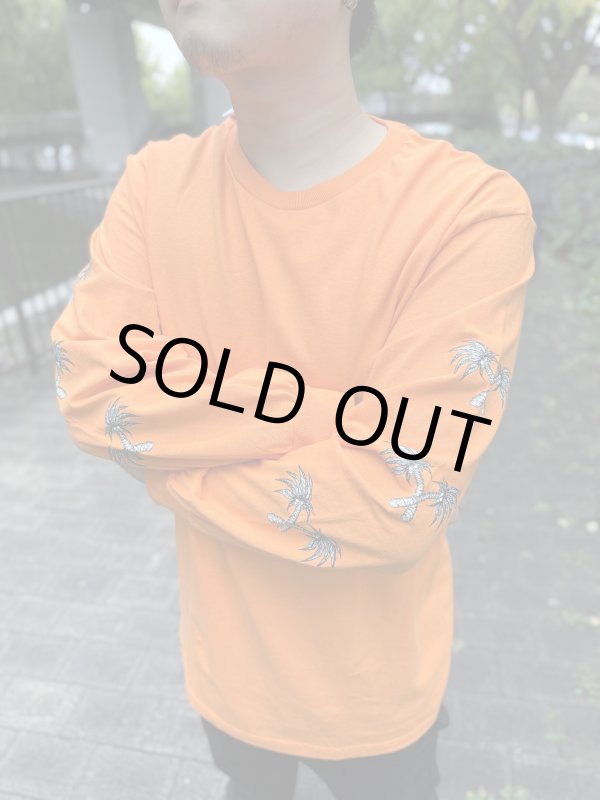 画像5: 送料無料 Lサイズ限定1枚のみ minos / X Palm Tree 長袖Tシャツ オレンジ (5)