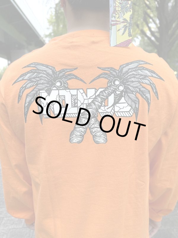 画像3: 送料無料 Lサイズ限定1枚のみ minos / X Palm Tree 長袖Tシャツ オレンジ (3)