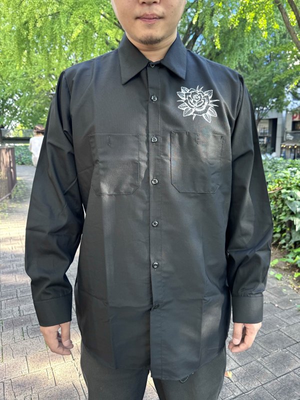 画像8: 送料無料 FUCKIN' MELLOW / LBC Skull Artwork by WACKY  REDKAP 長袖ワークシャツ ブラック (8)