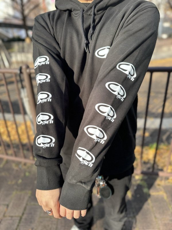 画像3: 送料無料 SRH / NEW SPADE CLASSIC SMALL LOGOS プルオーバーパーカー BLACK (3)