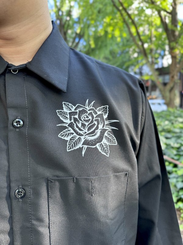 画像6: 送料無料 FUCKIN' MELLOW / LBC Skull Artwork by WACKY  REDKAP 長袖ワークシャツ ブラック (6)