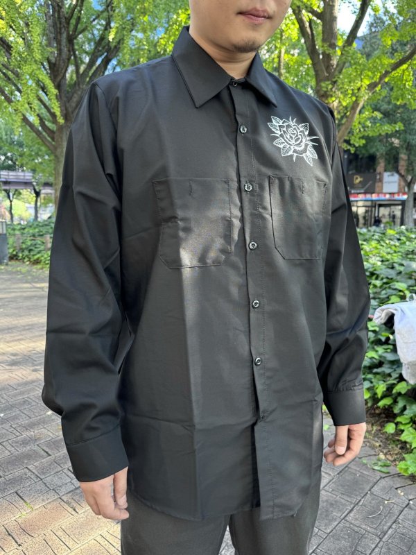 画像7: 送料無料 FUCKIN' MELLOW / LBC Skull Artwork by WACKY  REDKAP 長袖ワークシャツ ブラック (7)