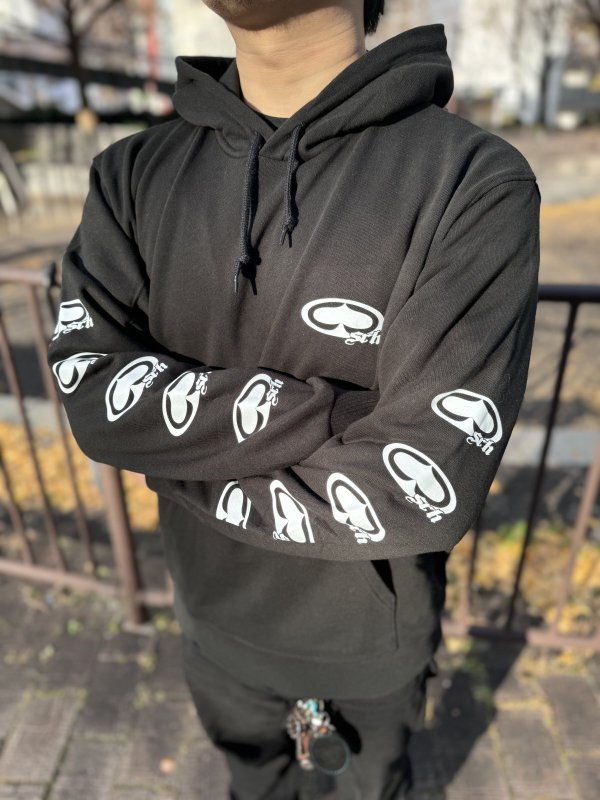 画像2: 送料無料 SRH / NEW SPADE CLASSIC SMALL LOGOS プルオーバーパーカー BLACK (2)