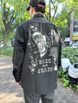 画像3: 送料無料 FUCKIN' MELLOW / LBC Skull Artwork by WACKY  REDKAP 長袖ワークシャツ ブラック (3)