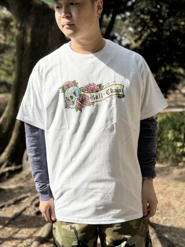 画像3: "OPIE ORTIZ x BALL&CHAIN" / Skull & Rose コラボTシャツ ホワイト (3)
