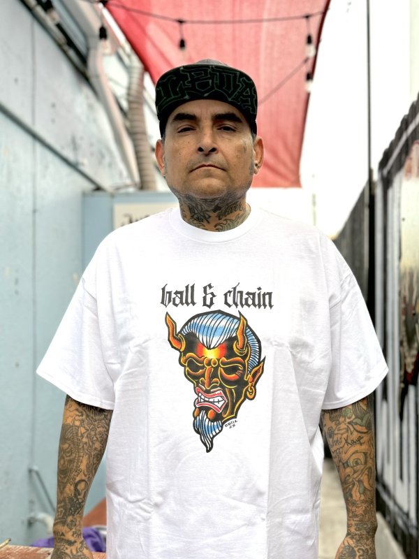 画像3: 送料無料 OPIE ORTIZ x BALL&CHAIN / "ORTIZ" 1998-2024 Reprint Red Devil Tシャツ ホワイト (3)