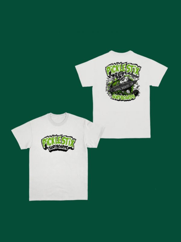 画像11: 送料無料 BALL&CHAIN別注 PICKLE STIX SURFBOARDS / Biohazard Tシャツ ホワイト (11)